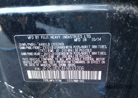 2015 Subaru Forester 2.5I Premium from USA, damaged, VIN JF2SJADC4FH533206